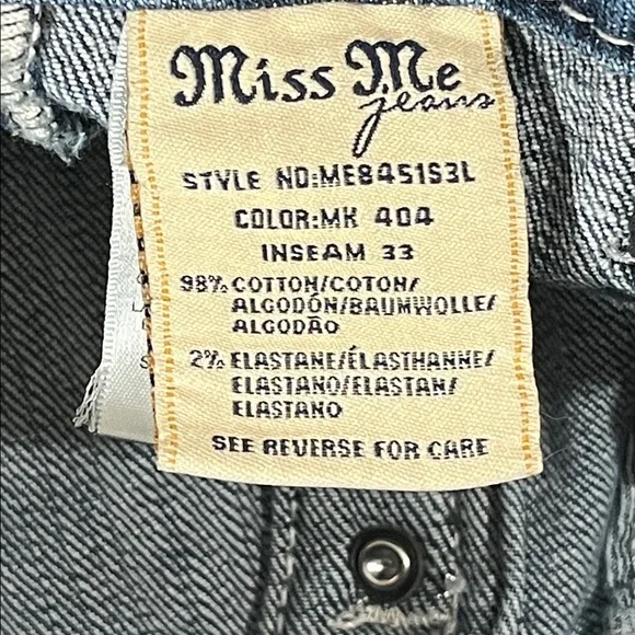 Miss Me Distressed Skinny Jeans Medium Blue Wash Sz 28”/33” - Picture 14 of 14